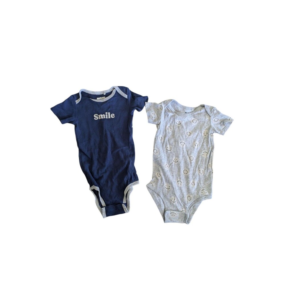 Huggies Baby 2-Pack Blue Gray Ivory Super Soft Bodysuit Size 18 Months